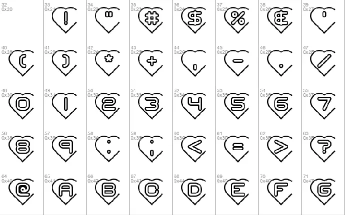 Hearts BRK font