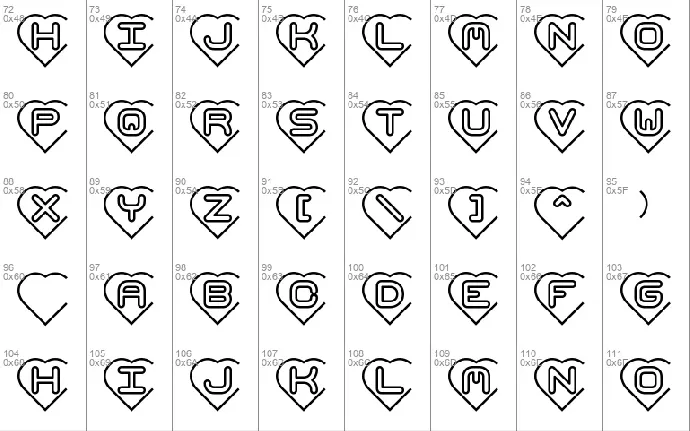 Hearts BRK font