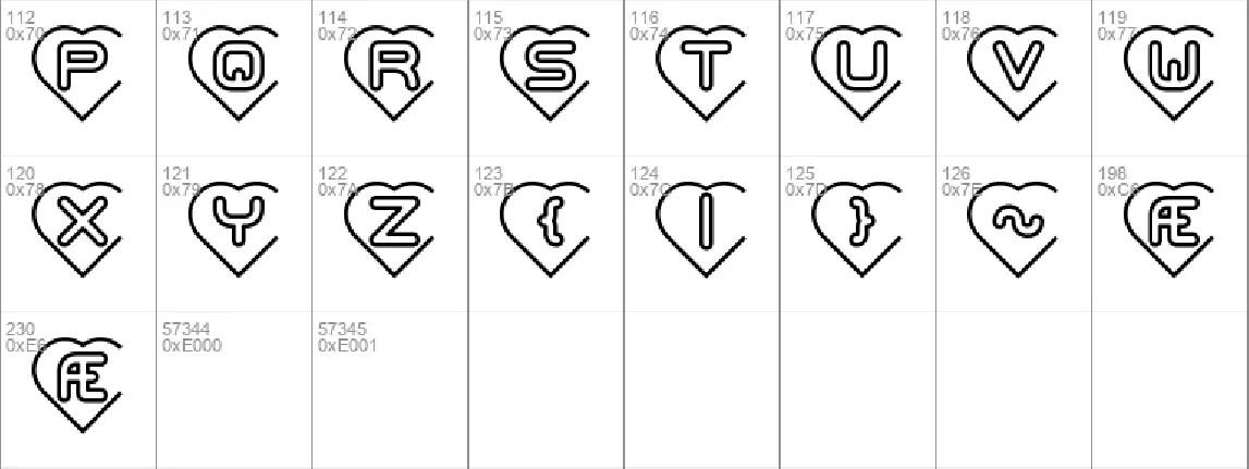 Hearts BRK font