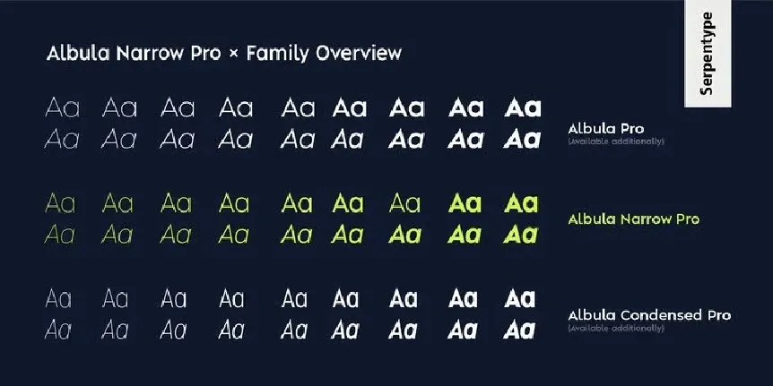 Albula Narrow Pro Family font