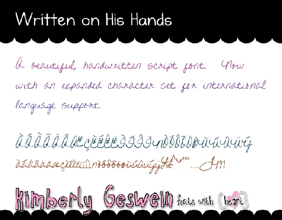 Written on His Hands font