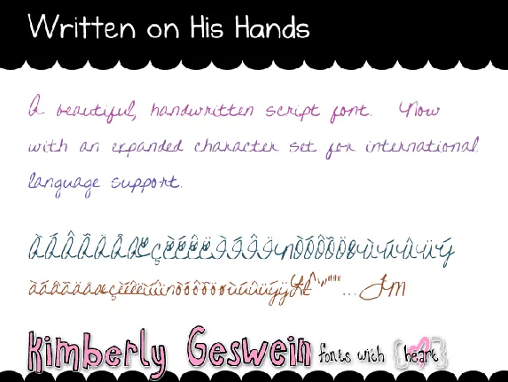 Written on His Hands font