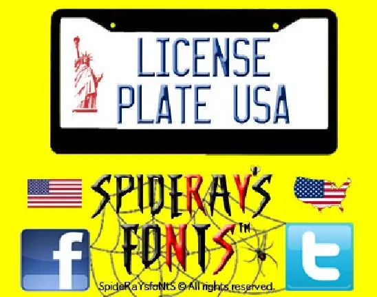 License Plate Usa font