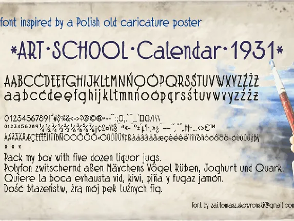 zai Art School Calendar 1931 font