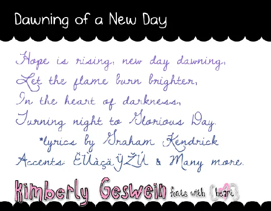 Dawning of a New Day font