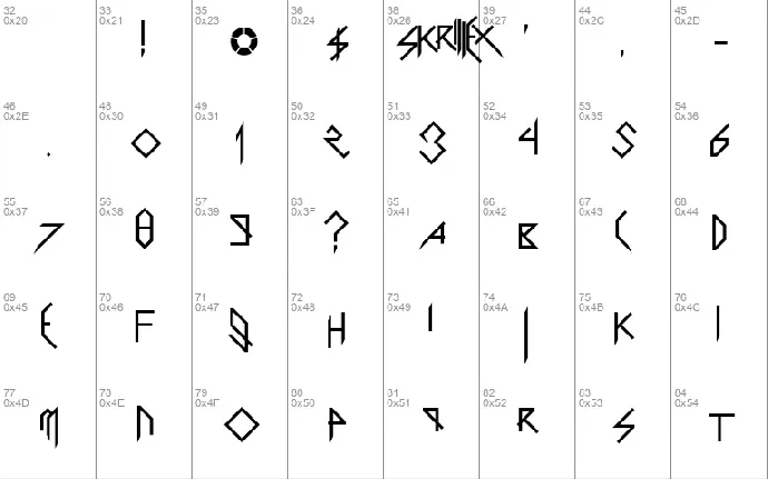 Scary Glyphs and Nice Characters font