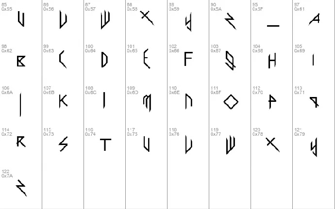 Scary Glyphs and Nice Characters font