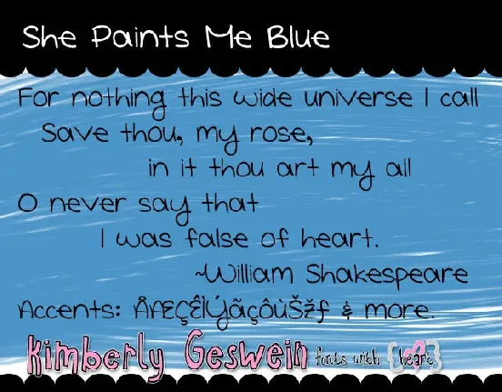 She Paints Me Blue font