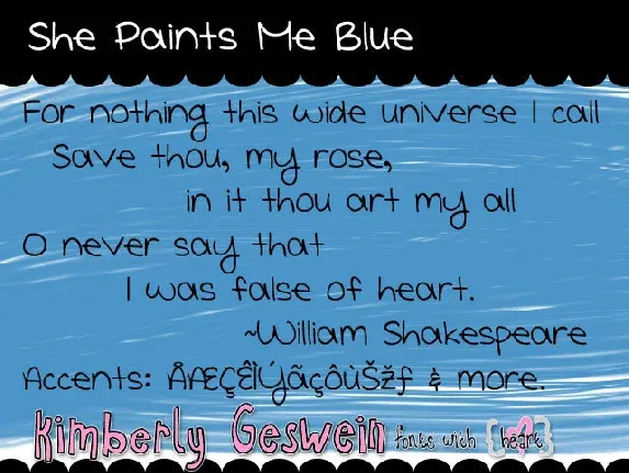 She Paints Me Blue font