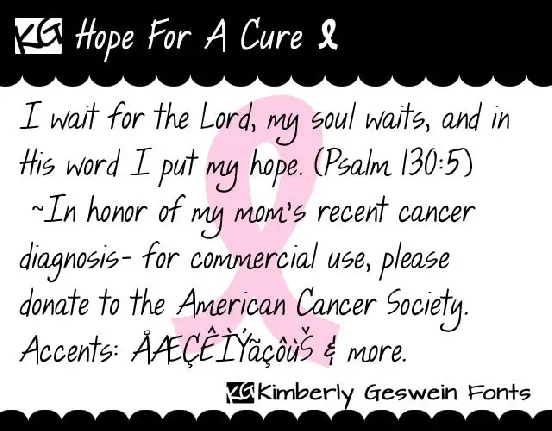 KG Hope For A Cure font