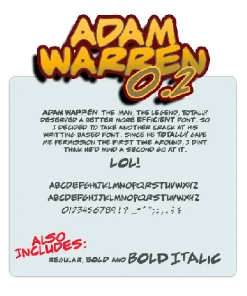 adam warren 0.2 font