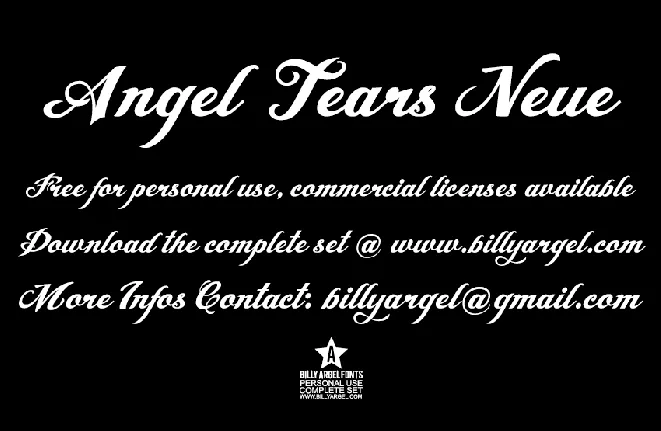 Angel Tears Neue Personal Us font