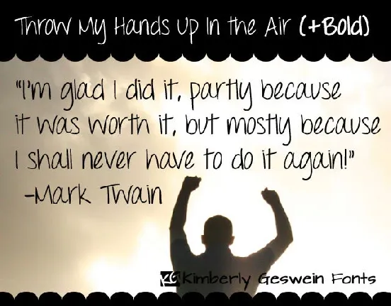 Throw My Hands Up in the Air font