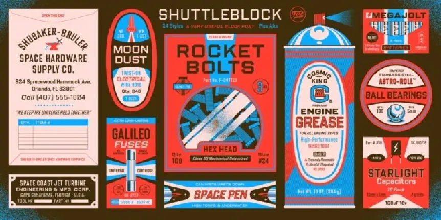 Shuttleblock Family font