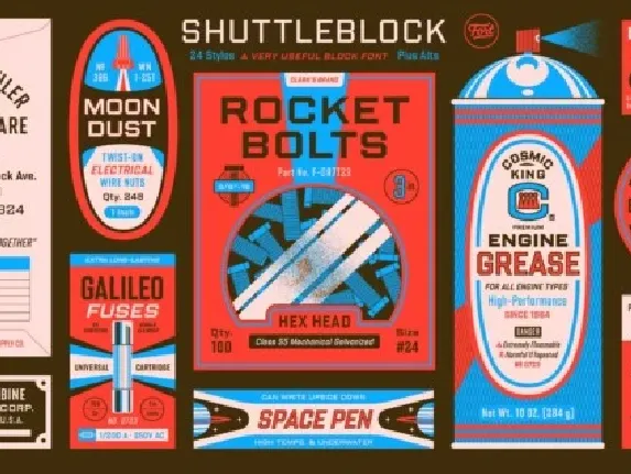 Shuttleblock Family font