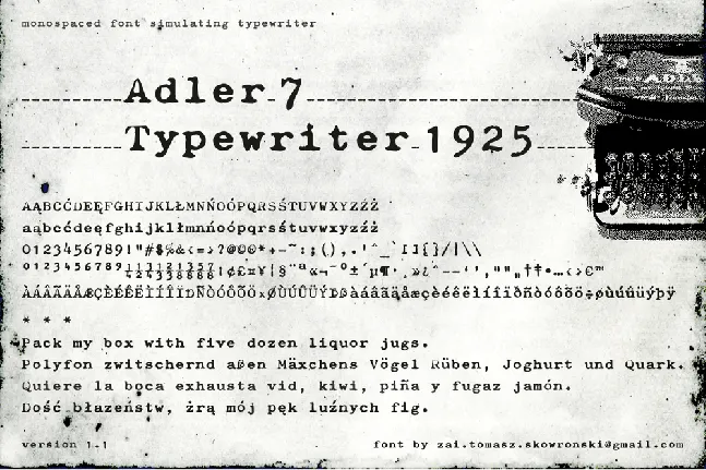 zai Adler 7 Typewriter 1925 font