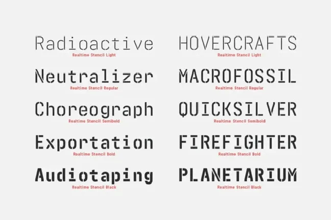 Realtime Stencil Family font