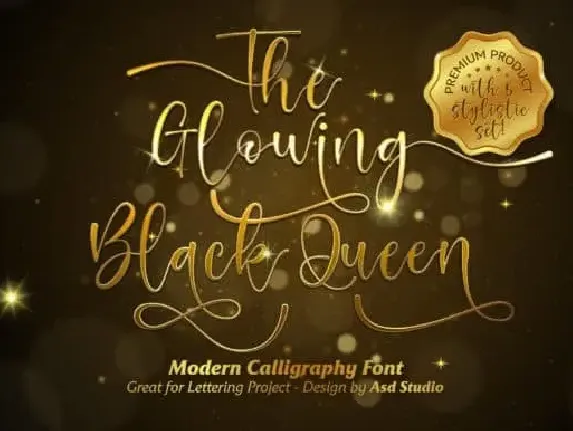 The Glowing Black Queen Script font