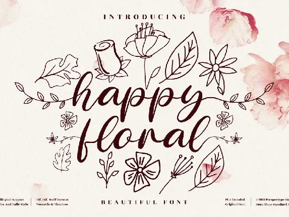 happy floral font