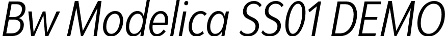 Bw Modelica SS01 DEMO font - BwModelicaSS01DEMO-RegularUltraCondensedItalic.otf