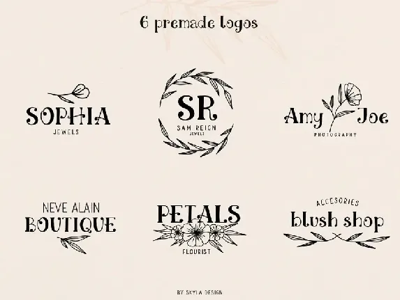 Ciera watercolor svg font, florals & logos