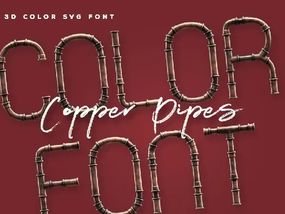 Copper Pipes - 3D Color SVG Font