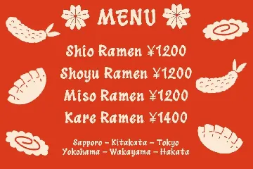 Hitoru Ramen font