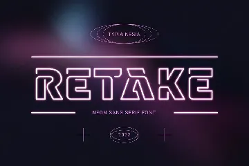 Retake - Outline Neon Font - Techno Scifi Sans