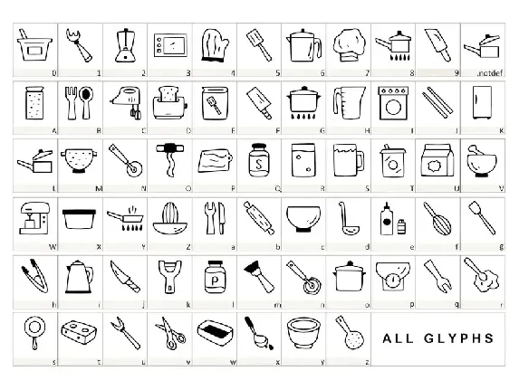 Cooking Ware Dingbat font