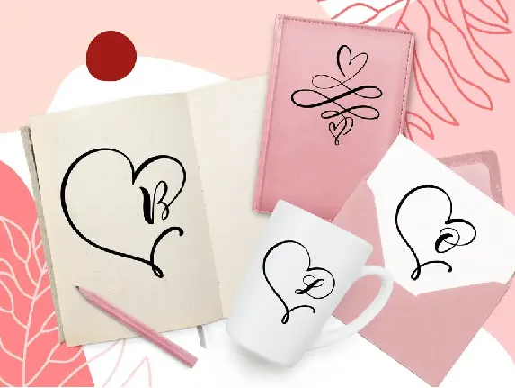 Monogram Heart Flourish Font